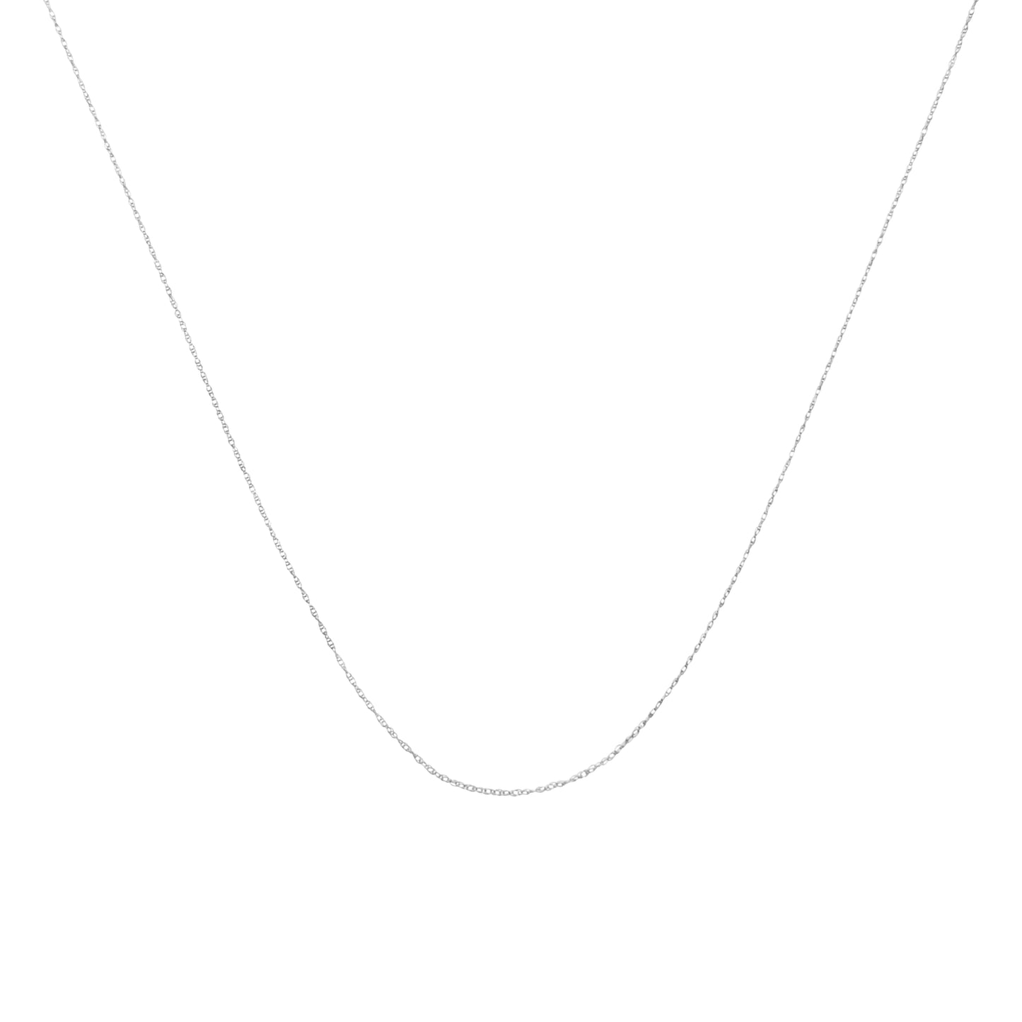 Haus of Brilliance Solid 10K White Gold 0.5mm Rope Chain Necklace. Unisex Chain - Size 18" Inches