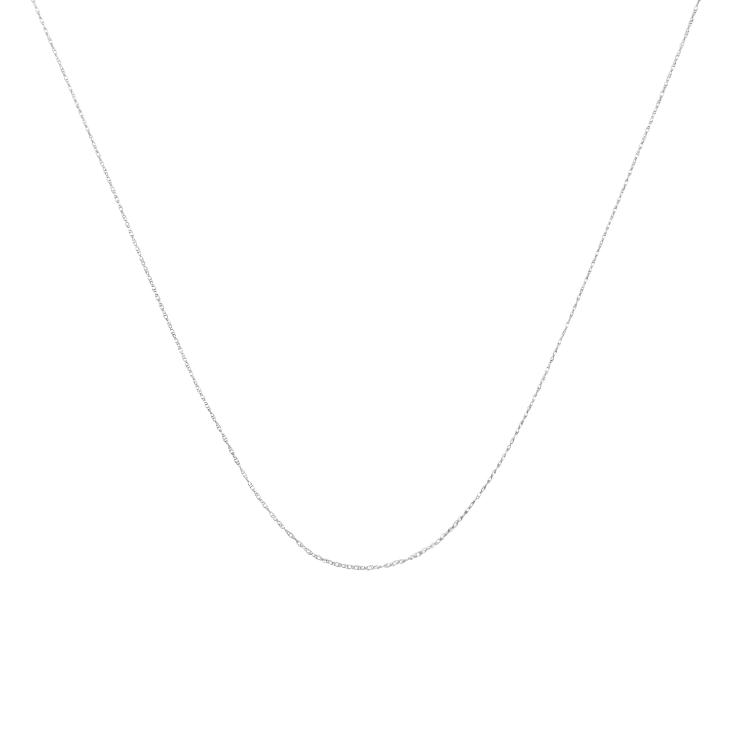 Haus of Brilliance Solid 10K White Gold 0.5mm Rope Chain Necklace. Unisex Chain - Size 20" Inches