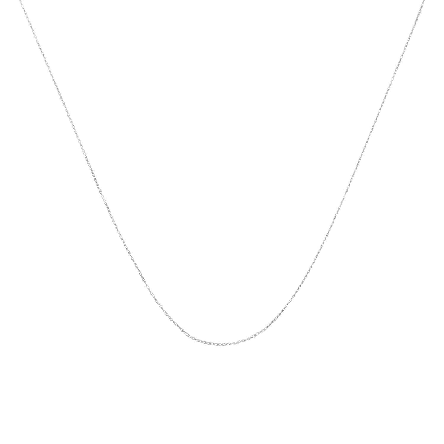 Haus of Brilliance Solid 10K White Gold 0.5mm Rope Chain Necklace. Unisex Chain - Size 20&quot; Inches