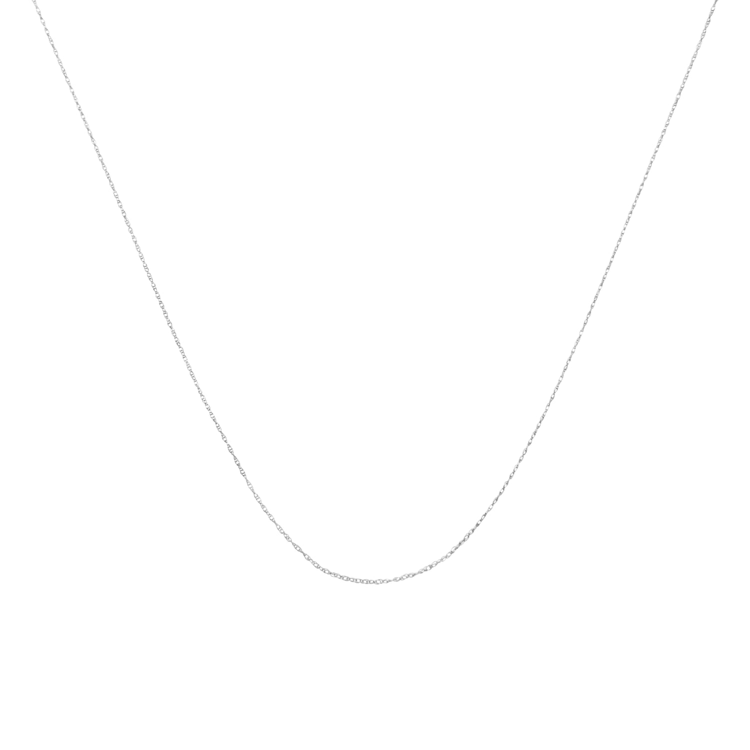 Haus of Brilliance Solid 10K White Gold 0.5mm Rope Chain Necklace. Unisex Chain - Size 16&quot; Inches