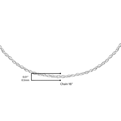 Haus of Brilliance Solid 10K White Gold 0.5mm Rope Chain Necklace. Unisex Chain - Size 16&quot; Inches