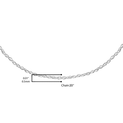 Haus of Brilliance Solid 10K White Gold 0.5mm Rope Chain Necklace. Unisex Chain - Size 20&quot; Inches