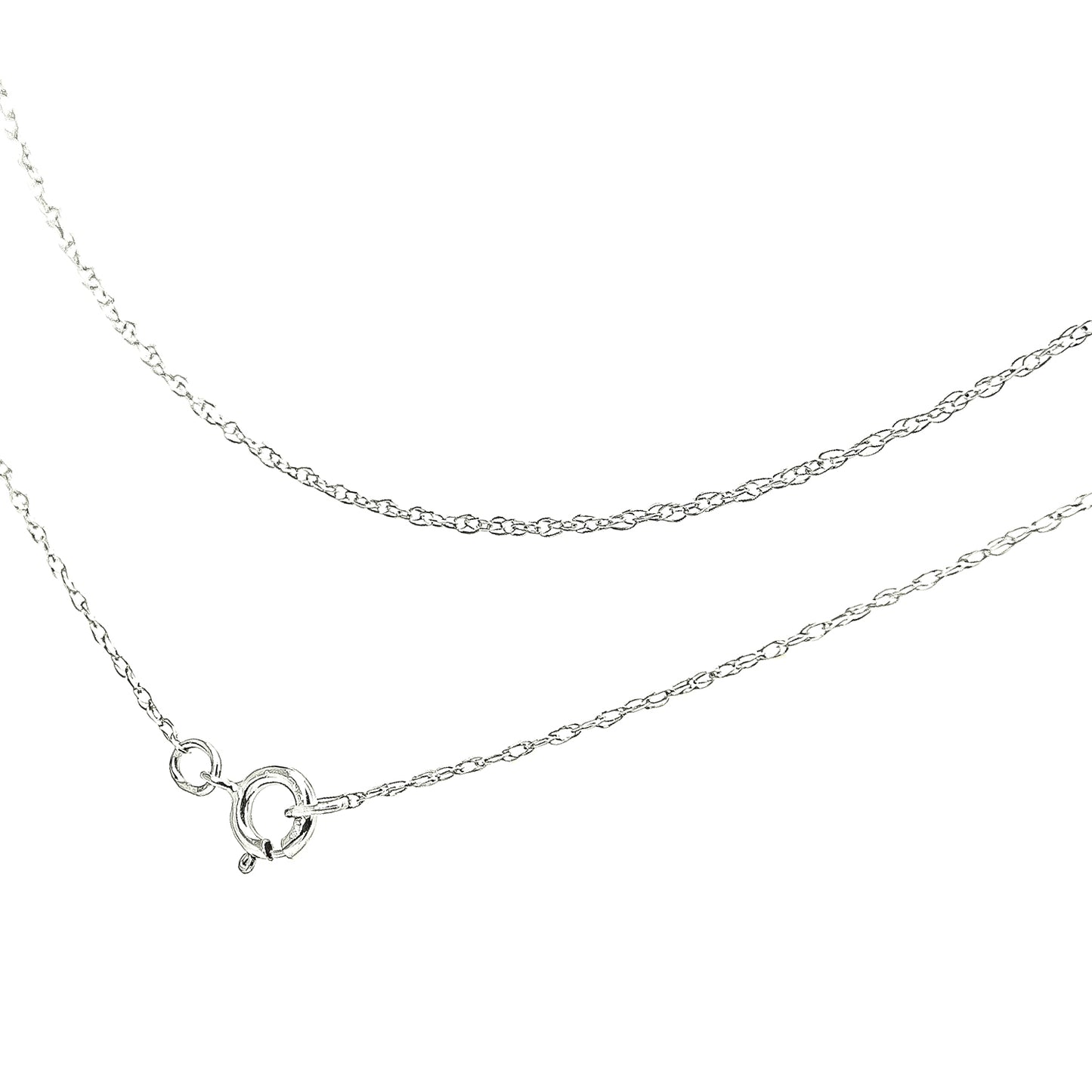 Haus of Brilliance Solid 10K White Gold 0.5mm Rope Chain Necklace. Unisex Chain - Size 18" Inches