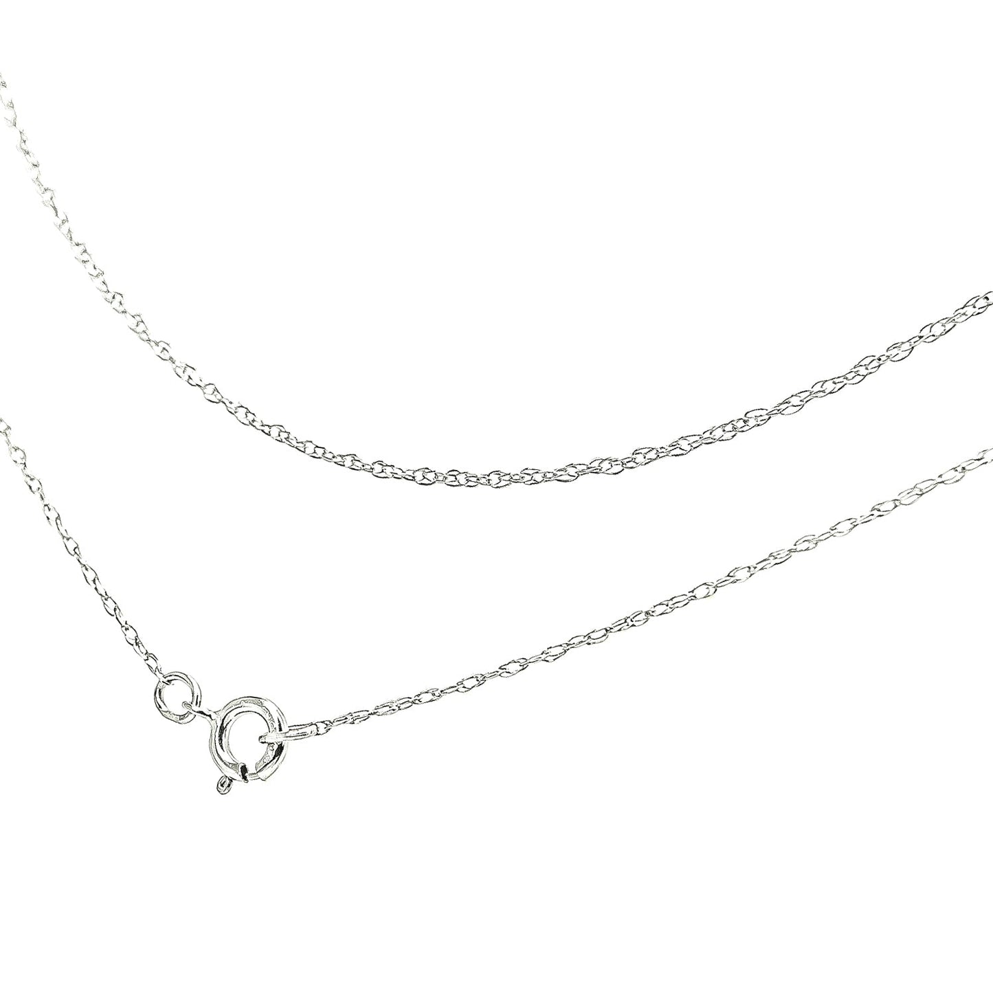 Haus of Brilliance Solid 10K White Gold 0.5mm Rope Chain Necklace. Unisex Chain - Size 20" Inches