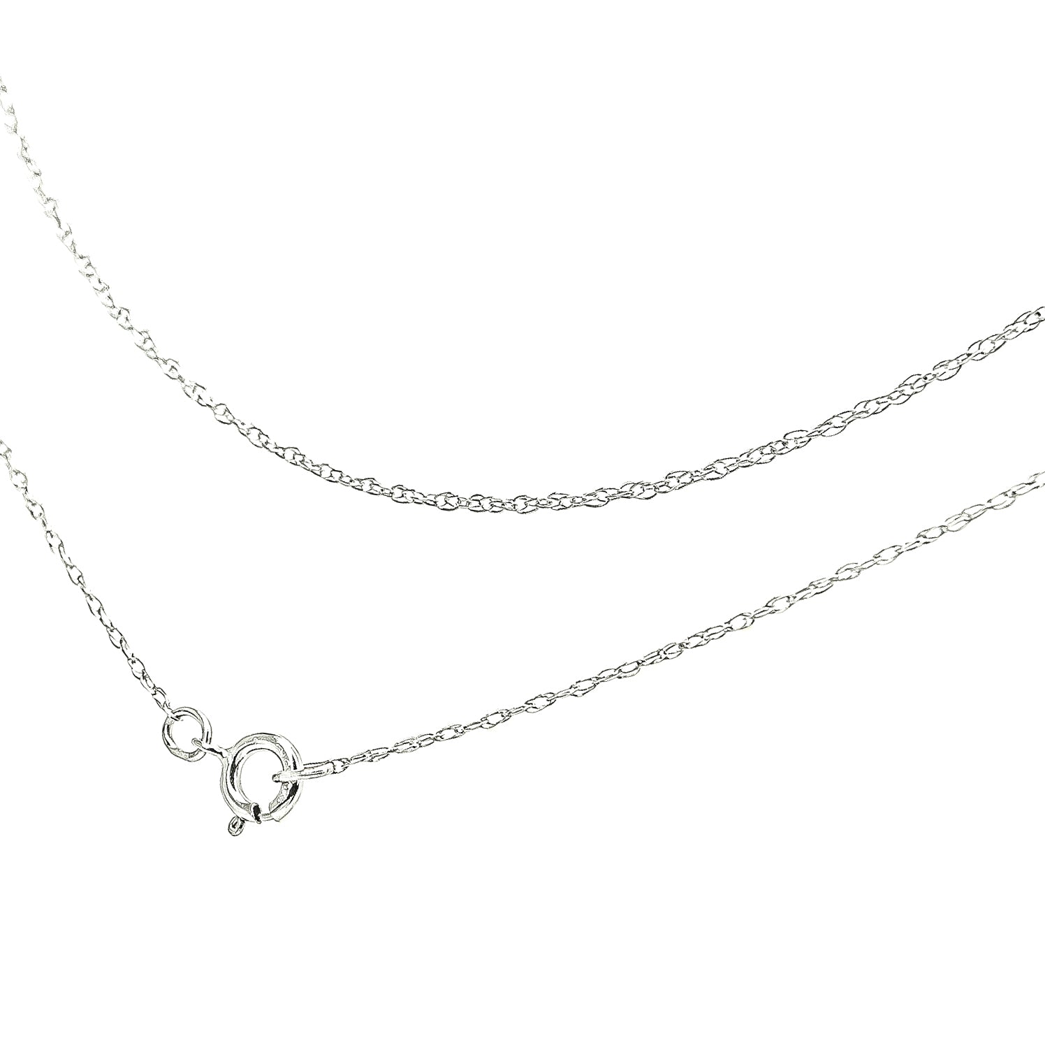 Haus of Brilliance Solid 10K White Gold 0.5mm Rope Chain Necklace. Unisex Chain - Size 16&quot; Inches