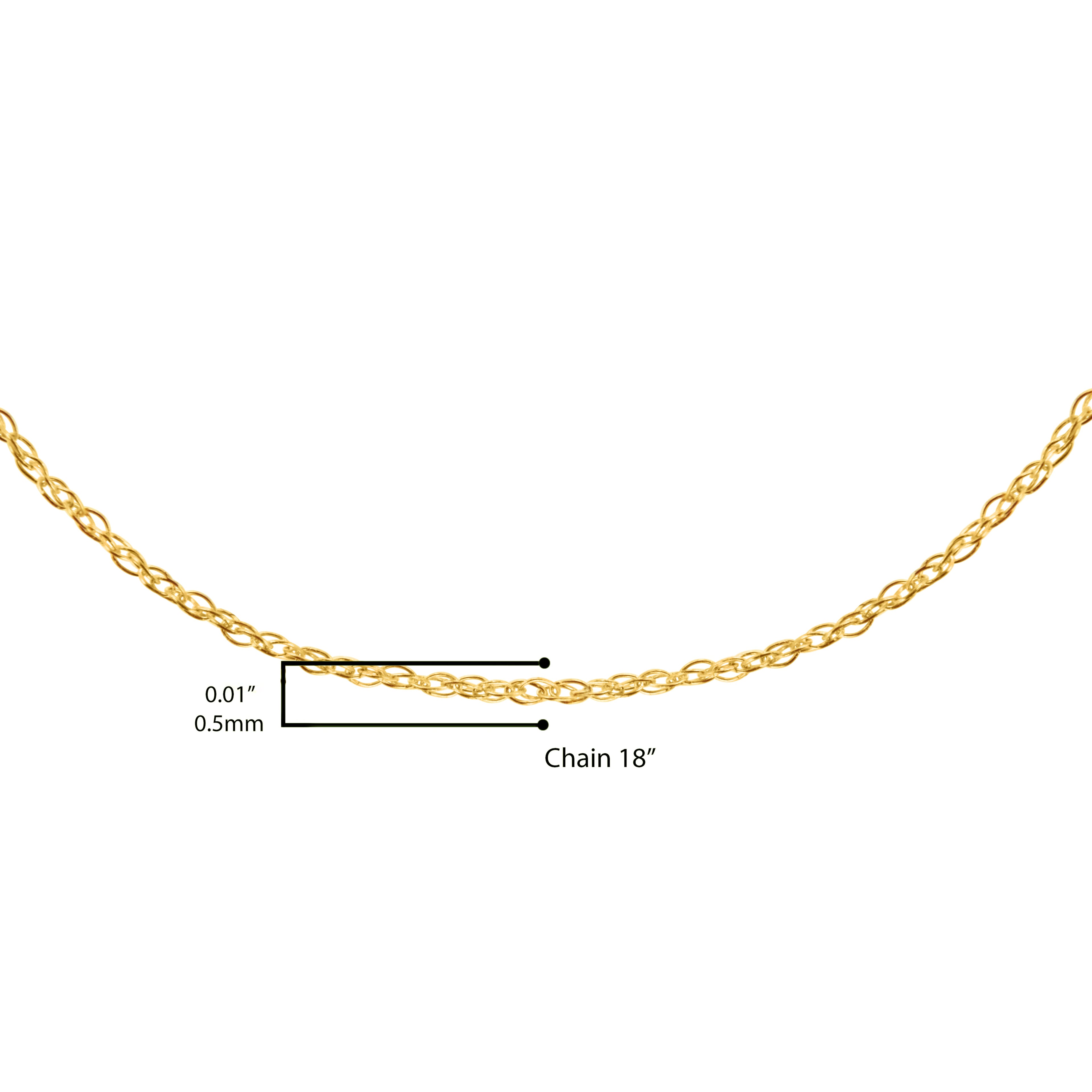 Haus of Brilliance Solid 10K Yellow Gold 0.5mm Slim and Dainty Unisex 18&quot; Rope Chain Necklace