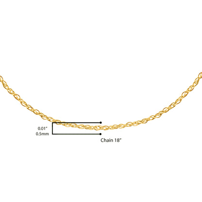 Haus of Brilliance Solid 10K Yellow Gold 0.5mm Slim and Dainty Unisex 18&quot; Rope Chain Necklace