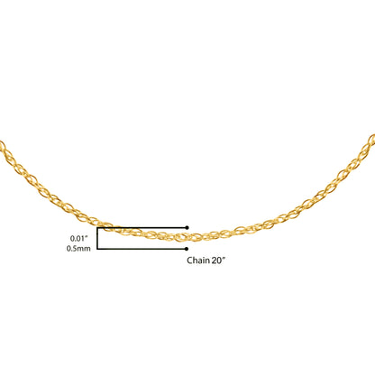 Haus of Brilliance Solid 10K Yellow Gold 0.5mm Rope Chain Necklace. Unisex Chain - Size 20&quot; Inches