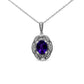 Haus of Brilliance .925 Sterling Silver Diamond Accent and 9x7mm Purple Oval Amethyst Gemstone Pendant 18" Necklace (I-J Color, I1-I2 Clarity)