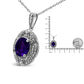 Haus of Brilliance .925 Sterling Silver Diamond Accent and 9x7mm Purple Oval Amethyst Gemstone Pendant 18" Necklace (I-J Color, I1-I2 Clarity)