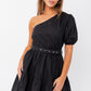 Le Lis Black Puff Sleeve Belted Mini / L