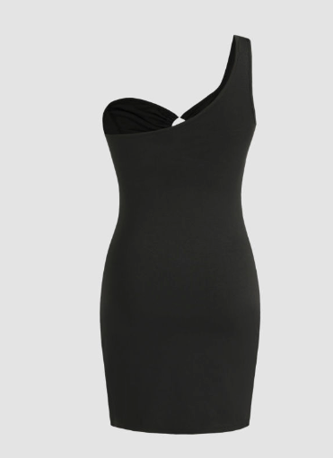 Cider Black One Shoulder Cut Out Mini / L