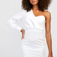 Boohoo White One Shoulder Long Sleeve Mini Dress