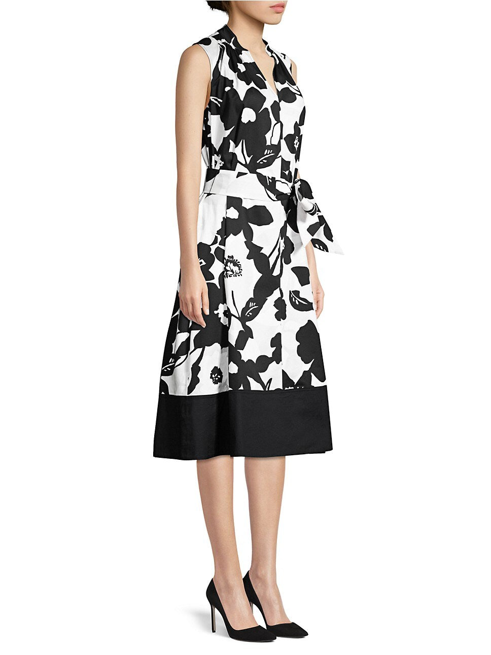 Natori Garden Mandarin Dress - Floral - Black Multi/Neutral Black - S