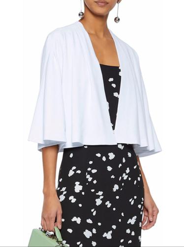 Alice + Olivia 3/4 Sleeve Open Front Cropped Jacket - White - S