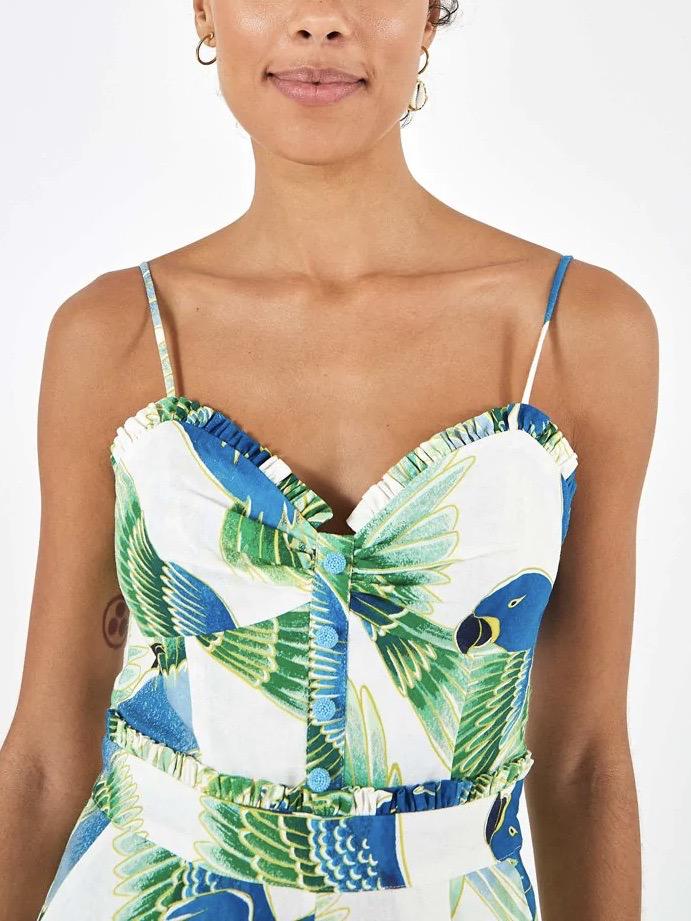 FARM Rio Spaghetti Strap Araras Jumpsuit - Animal - White Multi