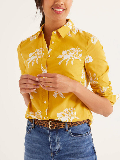 Boden Upcycled Short Sleeve Cropped Button-Down Shirt