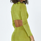 Princess Polly Green Front Tie Knot Long Sleeve Dress / M