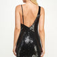 The Vintage Shop Black Sequin Open Back Mini Dress / S NWOT