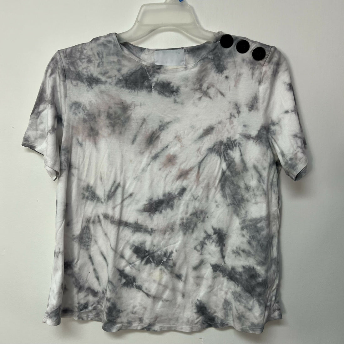 Pari Passu Upcycled Button Detailed Tee Fit D: &quot;Modified Hour Glass&quot; - Tie Dye - White Multi/White - 14