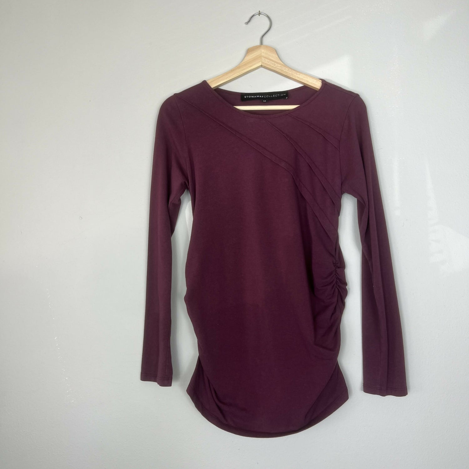 Stowaway Sunburst Maternity Top Burgundy Purple Medium