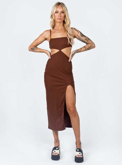 Princess Polly Brown Cut Out Midi Dress