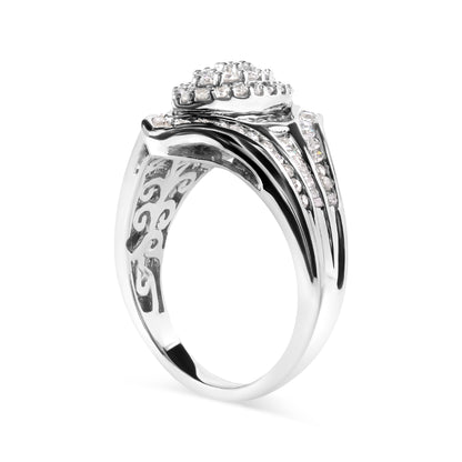 Haus of Brilliance 14K White Gold 3/4 Cttw Round and Baguette cut Diamond Cluster Ring (H-I Color, I1-I2 Clarity)