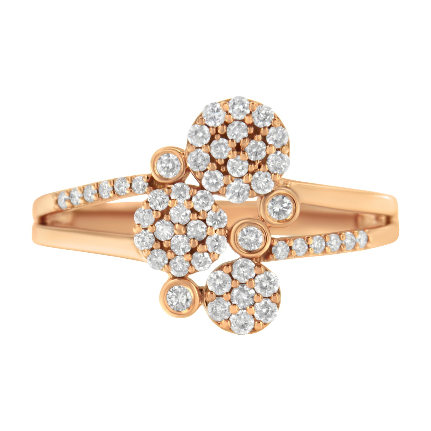 Haus of Brilliance 14K Rose Gold Plated .925 Sterling Silver 1/2 Cttw Diamond Scatter Composite Bypass Ring (I-J Color, I1-I2 Clarity) - Size 7