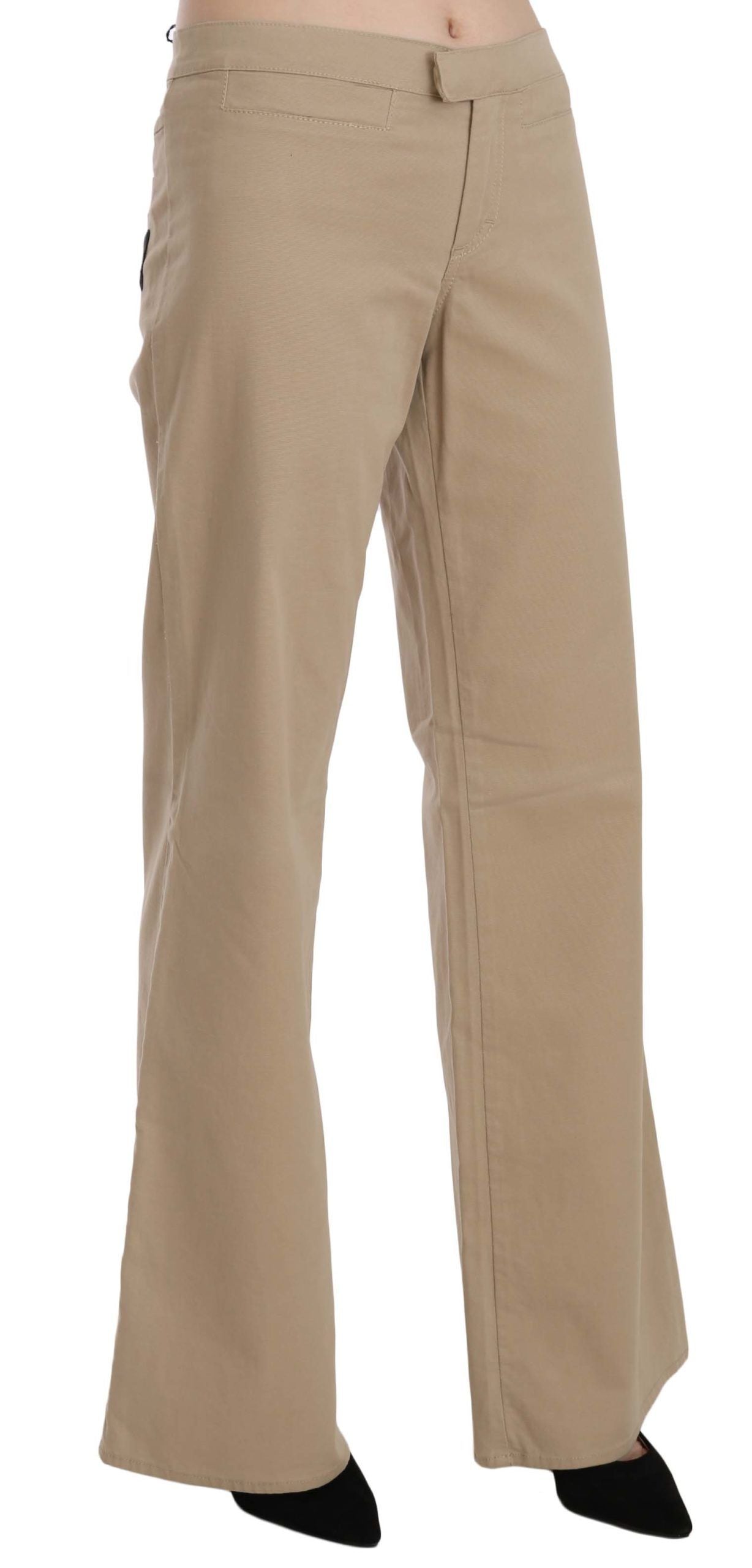 Just Cavalli Beige Mid Waist Flared Luxury Trousers/IT44|L/Beige