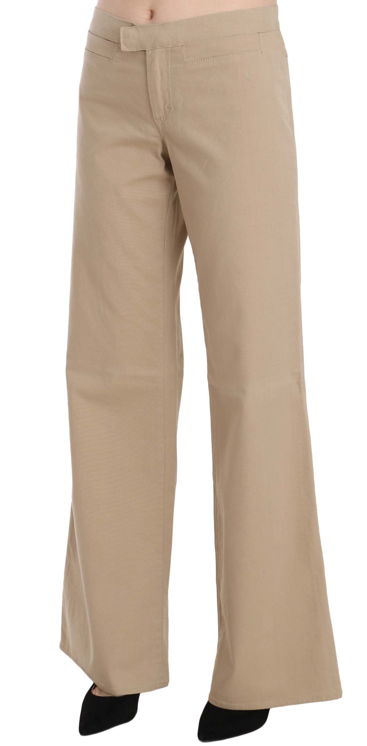 Just Cavalli Beige Mid Waist Flared Luxury Trousers/IT44|L/Beige