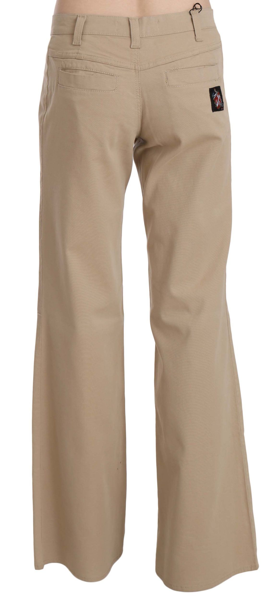 Just Cavalli Beige Mid Waist Flared Luxury Trousers/IT44|L/Beige