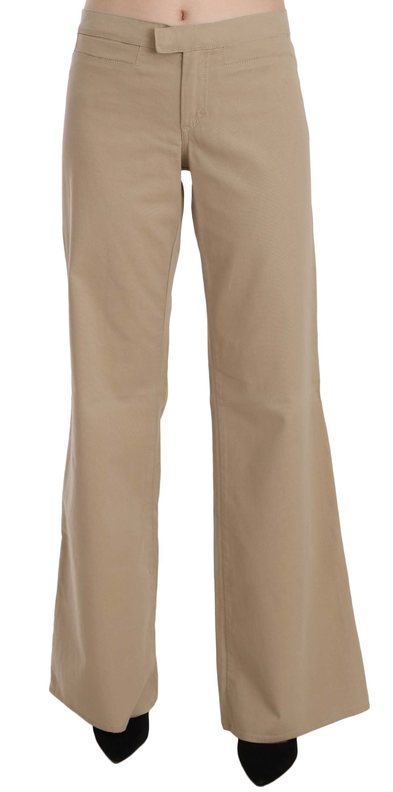 Just Cavalli Beige Mid Waist Flared Luxury Trousers/IT44|L/Beige