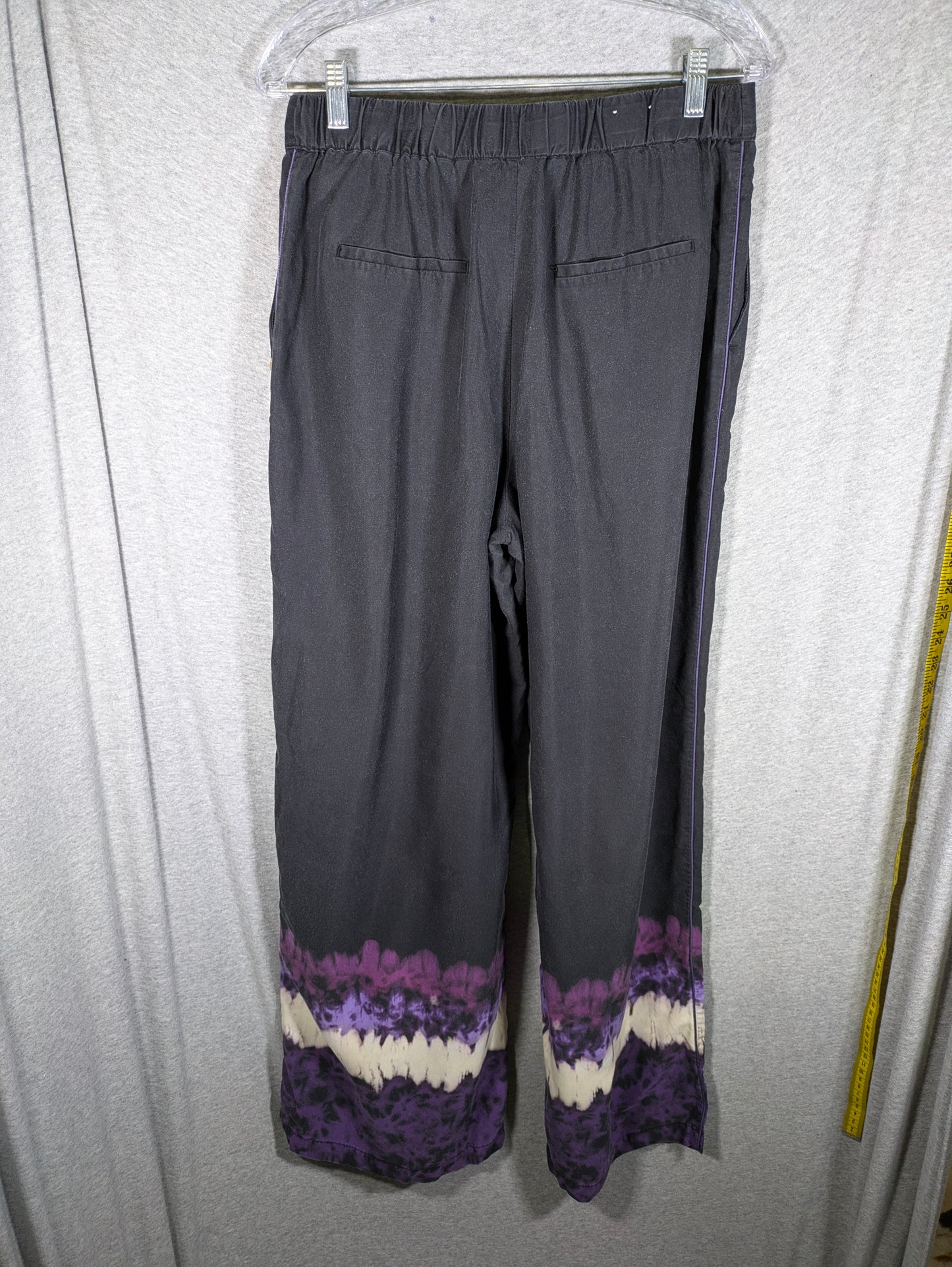 Scotch & Soda The Eleni High-Rise Wide Leg Pants - Tie Dye - Black Multi/Dip Dye Stripe - L/