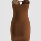 Cider Brown Strapless Knit Mini / M