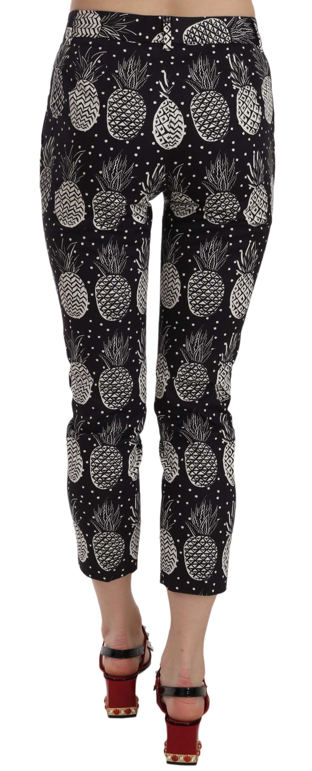 Dolce & Gabbana Dolce & Gabbana Chic Black Pineapple Print Skinny Capri Pants/IT44 | L/Black