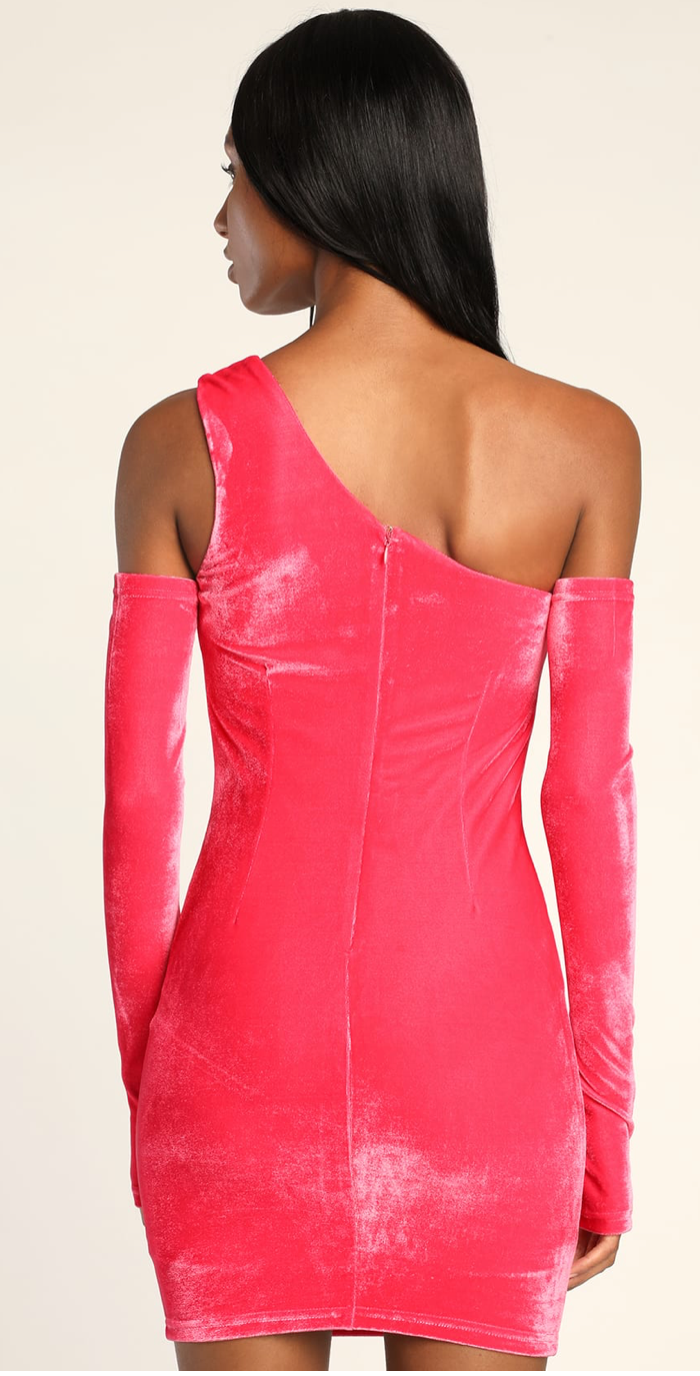 Lulus Hot Pink Velvet Glove Mini / S