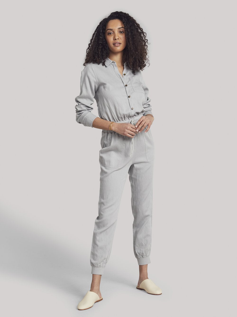 Faherty Arlie Day Button Front Jumpsuit - /Gray