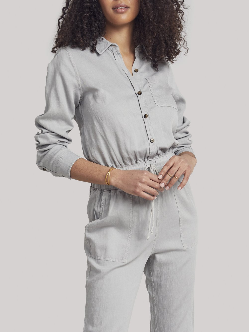 Faherty Arlie Day Button Front Jumpsuit - /Gray