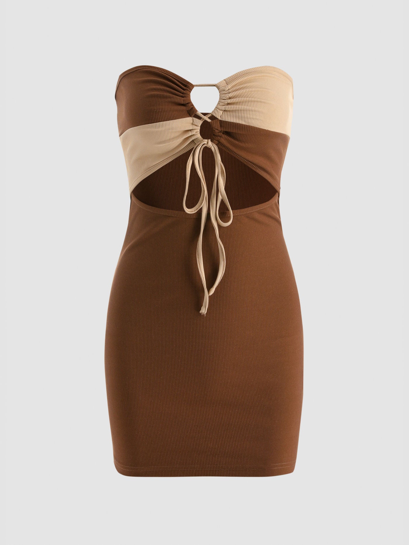 Cider Brown Strapless Knit Mini / M