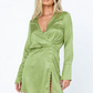 Princess Polly Green V Neck Long Sleeve Dress