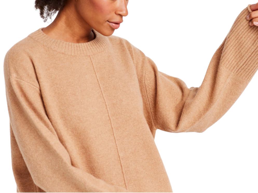 Brass Side Slits Long Sleeve Brene Sweater - /Brown