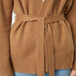 French Connection Textured Wool Blend Belted Cardigan - /Beige - S