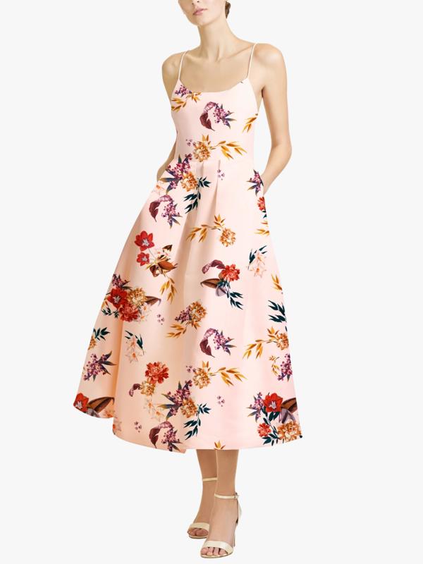 Sachin & Babi Audra Spaghetti Strap A-line Midi Dress - Floral - Pink Multi/PINK FLORAL - 6/