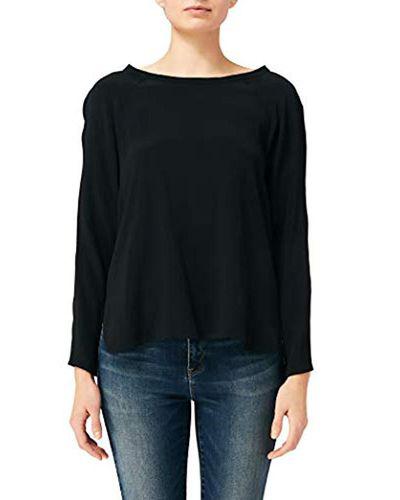 Nicole Miller NY Long Sleeve Satin Top - /Black - S