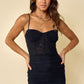 Blue Blush Black Mesh Boned Bodycon / M NWOT