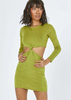 Princess Polly Green Front Tie Knot Long Sleeve Dress / M