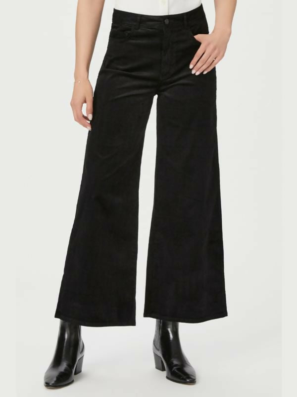 Paige Harper Cropped Wide Leg Corduroy Ankle - Black - 31