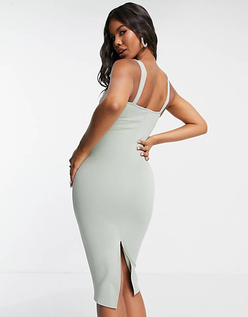 Asos Mint Cowl Neck Bodycon Midi / XS