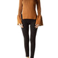 Few Moda Ribbed Bell Sleeve Sweater Blouse - Brown