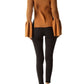 Few Moda Ribbed Bell Sleeve Sweater Blouse - Brown